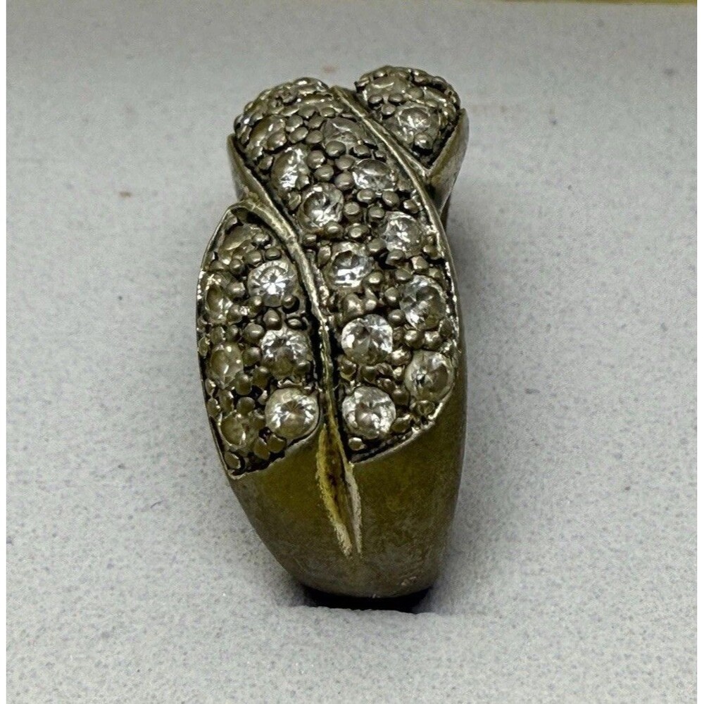 Antique Style Sterling Silver 925 Crossover Ring Marcasite Like Vintage Size 6.5